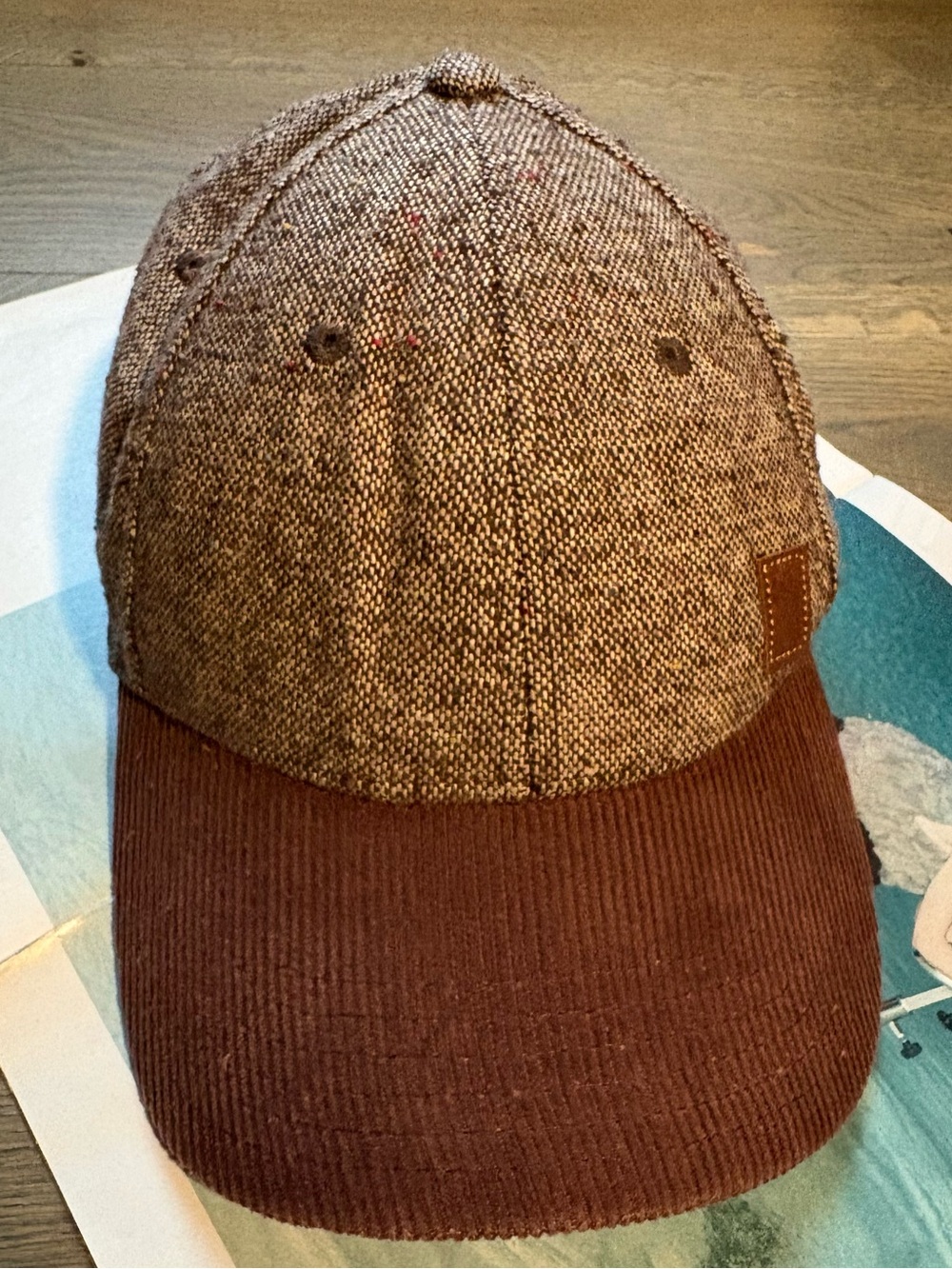 U.S. Polo Assn. Brown Tweed Wool Blend Baseball Dad Cap Faux Suede Brim